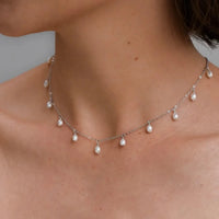 Sun Necklace white pearls, silver photo