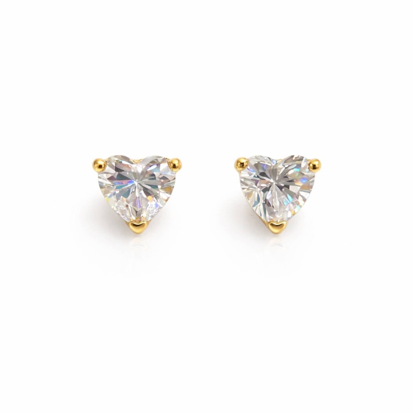 Sweetheart Earrings With Cubic Zirconia, Gold-Plated Silver photo