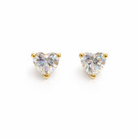 Sweetheart Earrings With Cubic Zirconia, Gold-Plated Silver photo