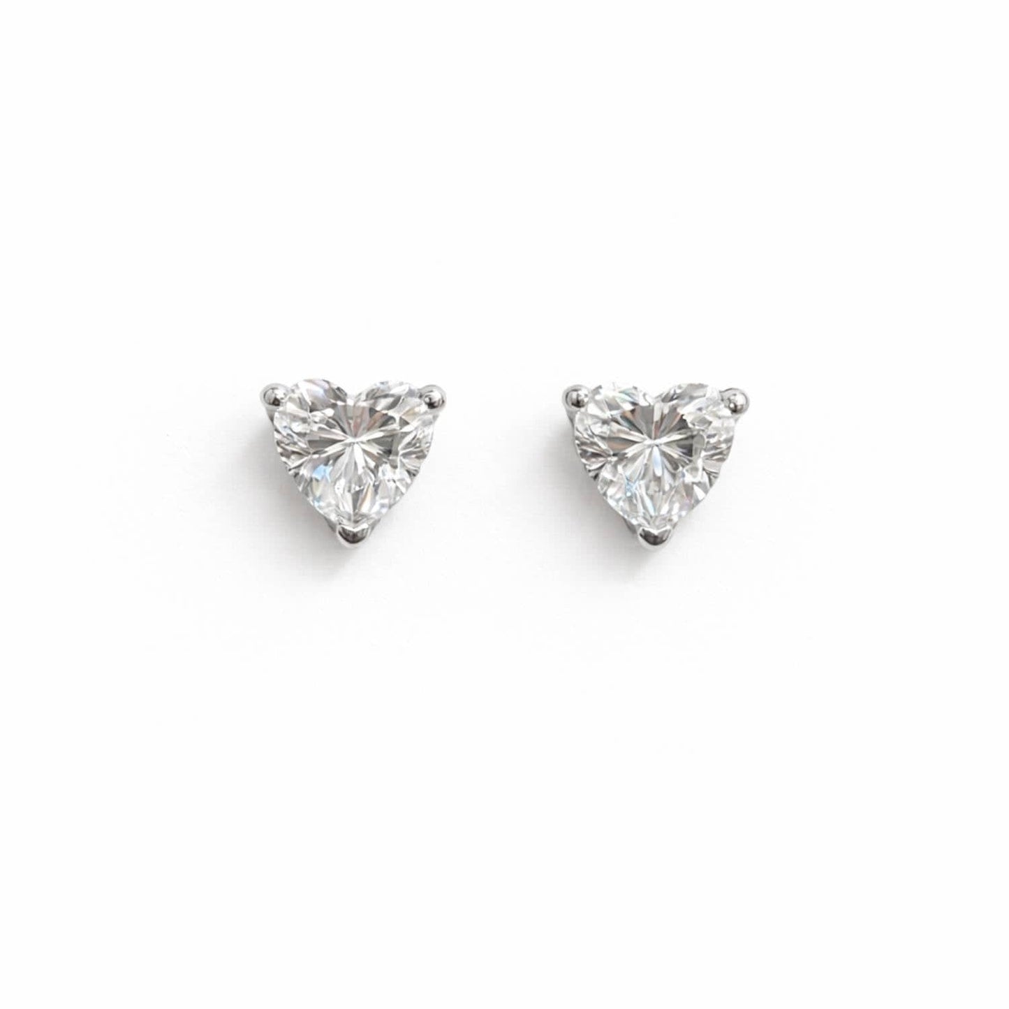 Sweetheart Earrings With Cubic Zirconia, Silver photo