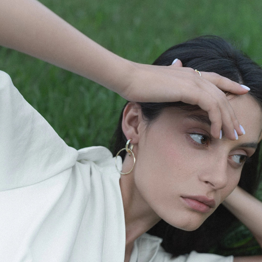 Muse Green Tourmaline hoop Earrings in gold vermeil color