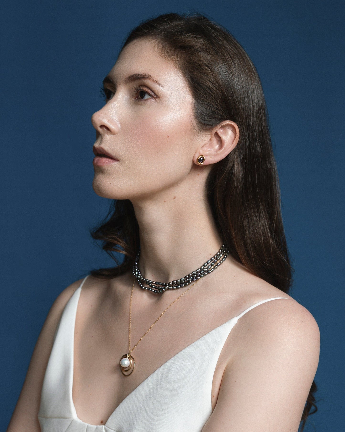 Universe necklace with baroque pearl photo