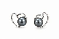 Vela Grey Pearl Silver Stud Earrings photo