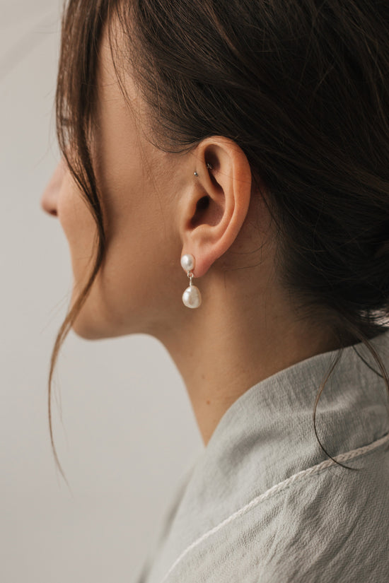 Pearl baroque earrings princess silver