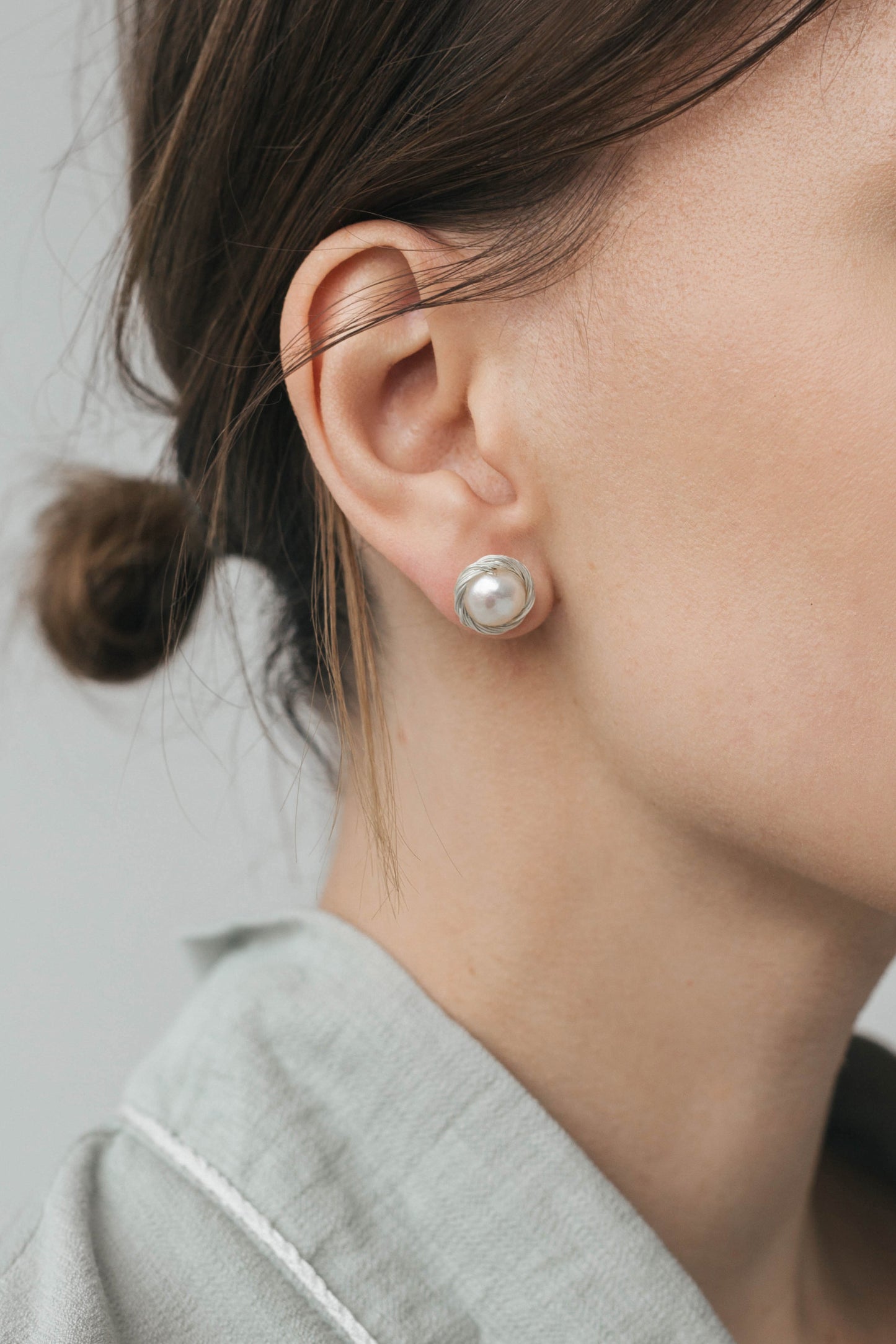 White pearl earrings formal silver
