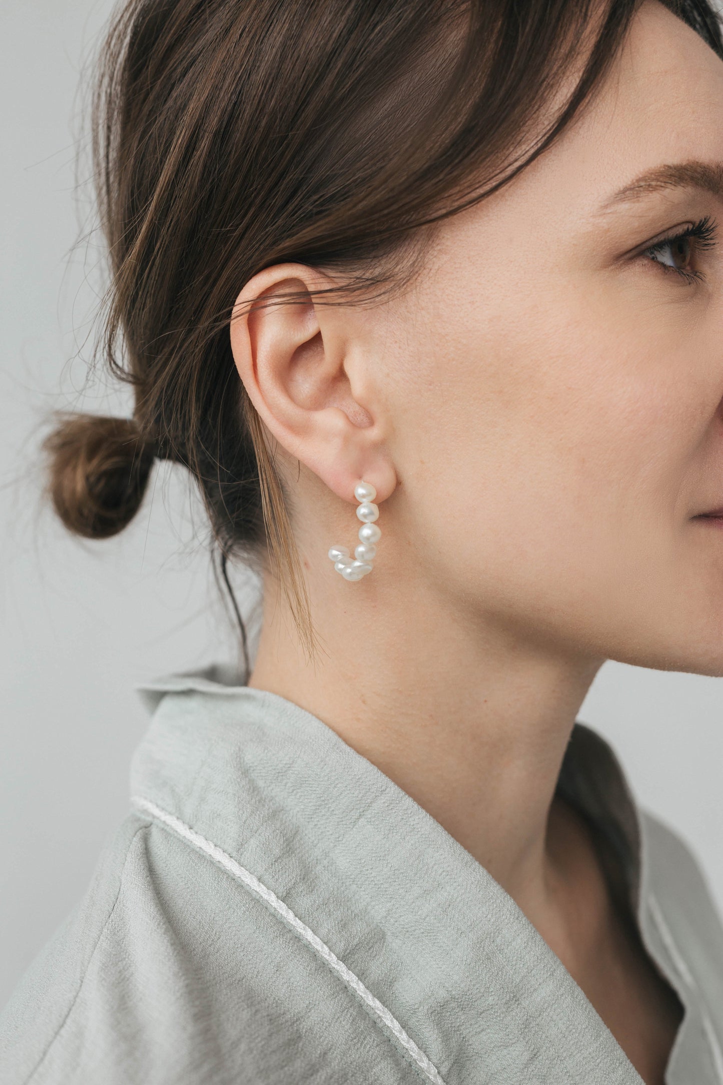Round baroque pearl earrings
